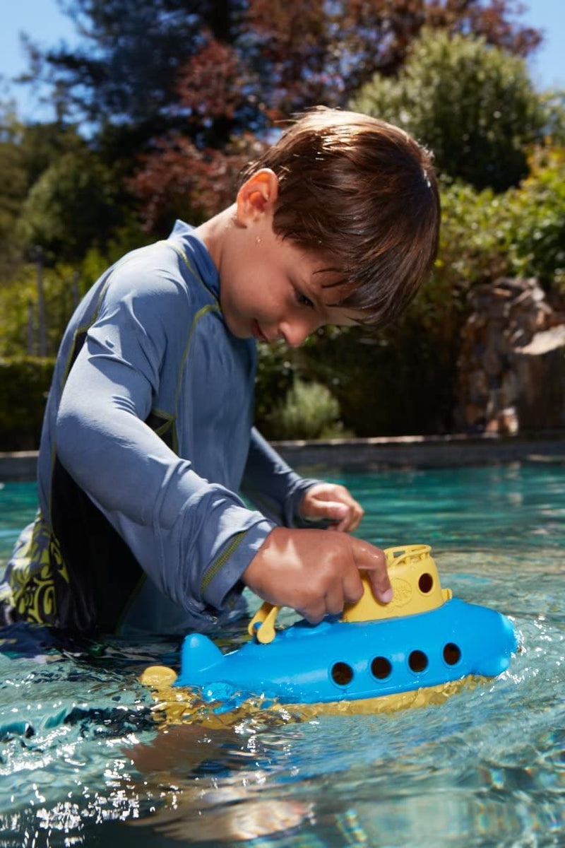 Submarine in Yellow & Blue - BPA Free, Phthalate Free, Bath Toy with Spinning Rear Propeller. Safe Toys for Toddlers, Babies