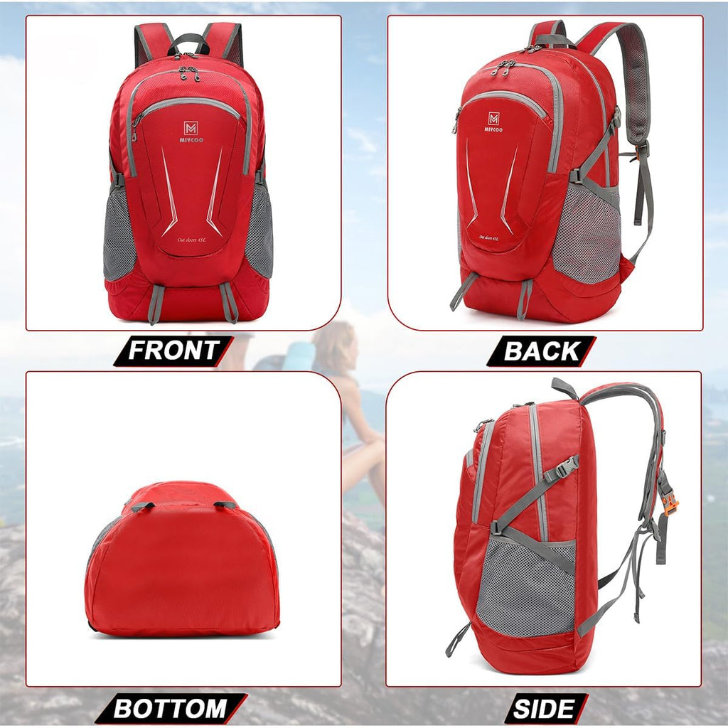 Lightweight Backpack for Men Women - Packable Hiking Travel Backpack - Foldable Outdoor Camping Daypack Red