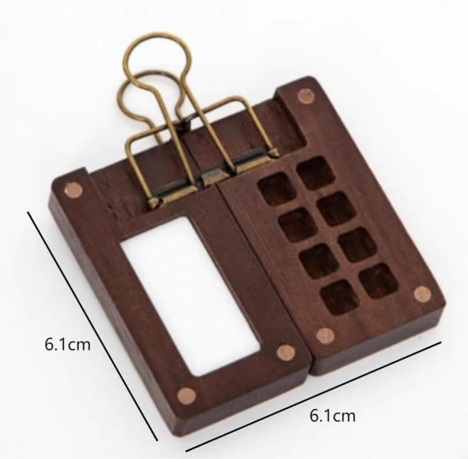 Portable Palette, Mini Travel Paint Set with 8 Grids Mini Wood Palette Box, Pocket Artist Watercolour Palette, Sketchbook Palette Pocket Travel Paint Tray Box with Metal Clip, Watercolor Pen