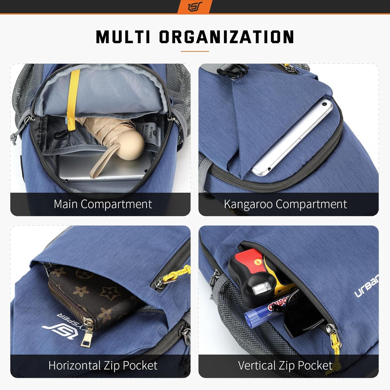 Sling Bag Crossbody Backpack - Chest Shoulder Cross Body Bag Travel Hiking Casual Daypack for Women Men(Royalblue)