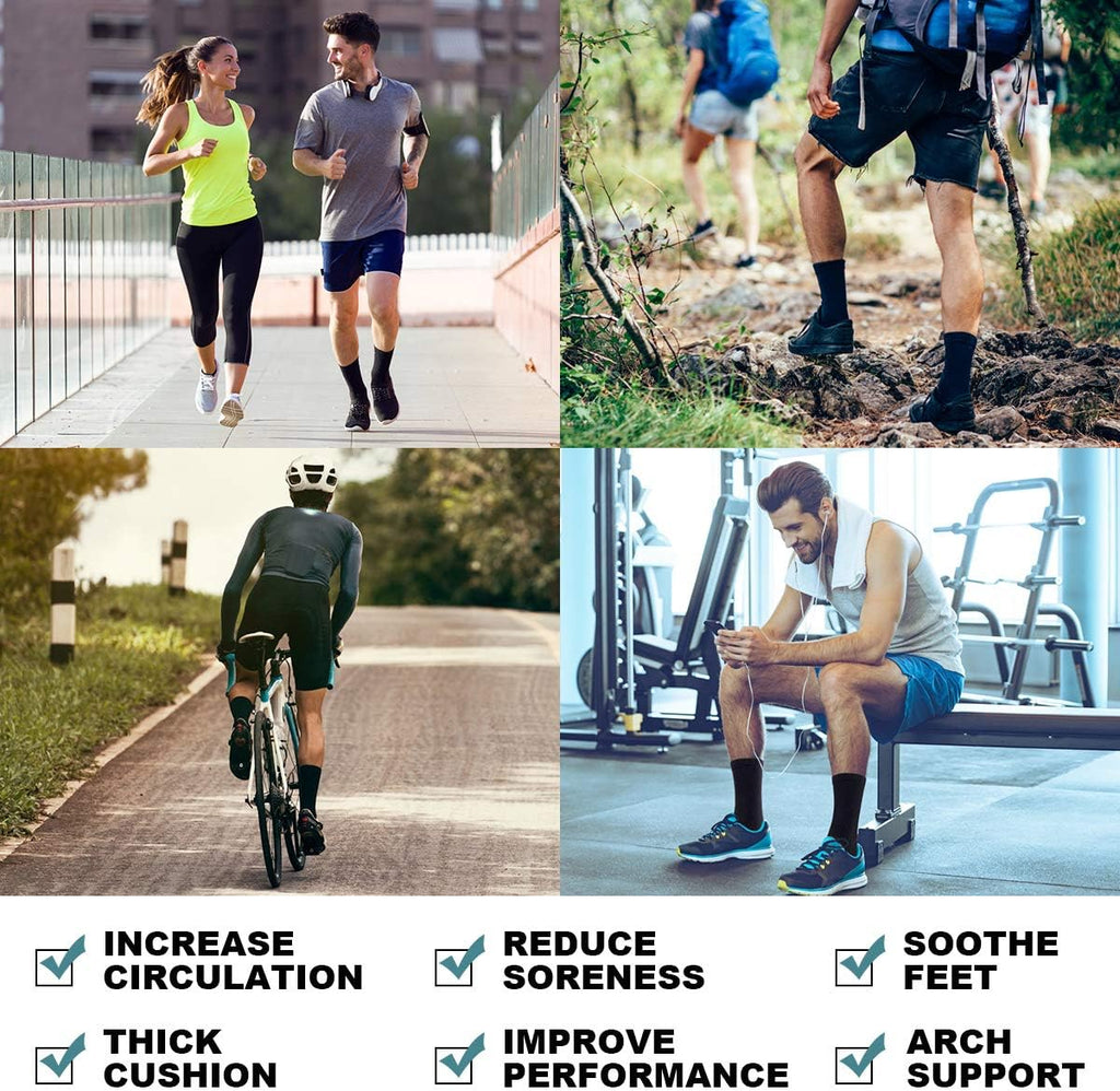 Sports Socks Thick Cushion Walking Thermal Crew Athletic Socks for Outdoor Work Hiking Trainer (6 Pairs)