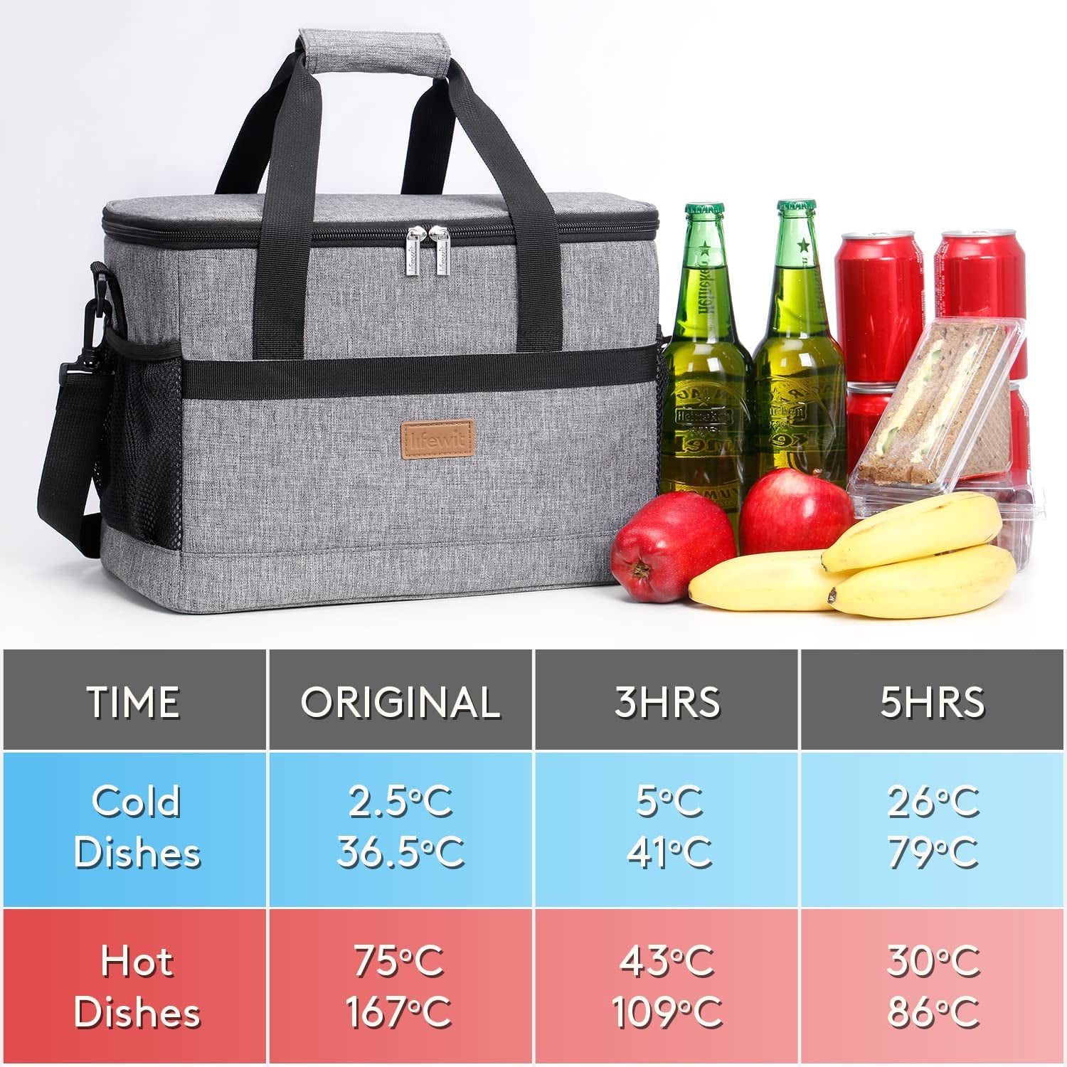Soft Cooler Bag with Hard Liner, Large Insulated Picnic Lunch Bag Box Soft-Sided Cooling Bag for Camping/Bbq/Family Outdoor Activities