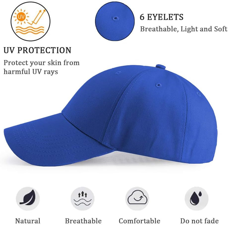 Plain Baseball Cap Snapback for Men - Classic 6 Panel Adjustable Sport Casual Sun Visor Hat