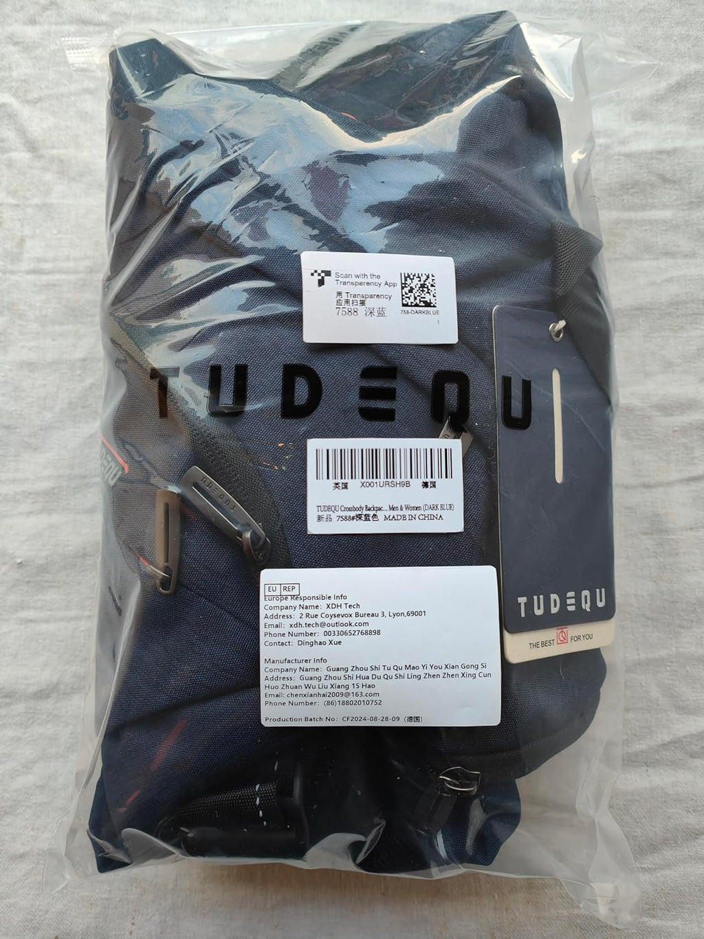 Sling Backpack, 8 Pockets Sling Bag Crossbody, 19L Large Sling Bag for Men Travel Crossbody Backpack Hiking Outdoor