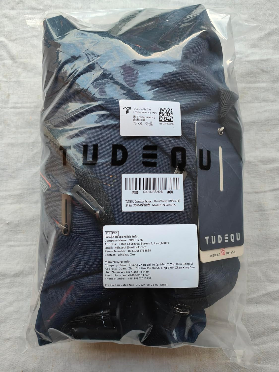 Sling Backpack, 8 Pockets Sling Bag Crossbody, 19L Large Sling Bag for Men Travel Crossbody Backpack Hiking Outdoor