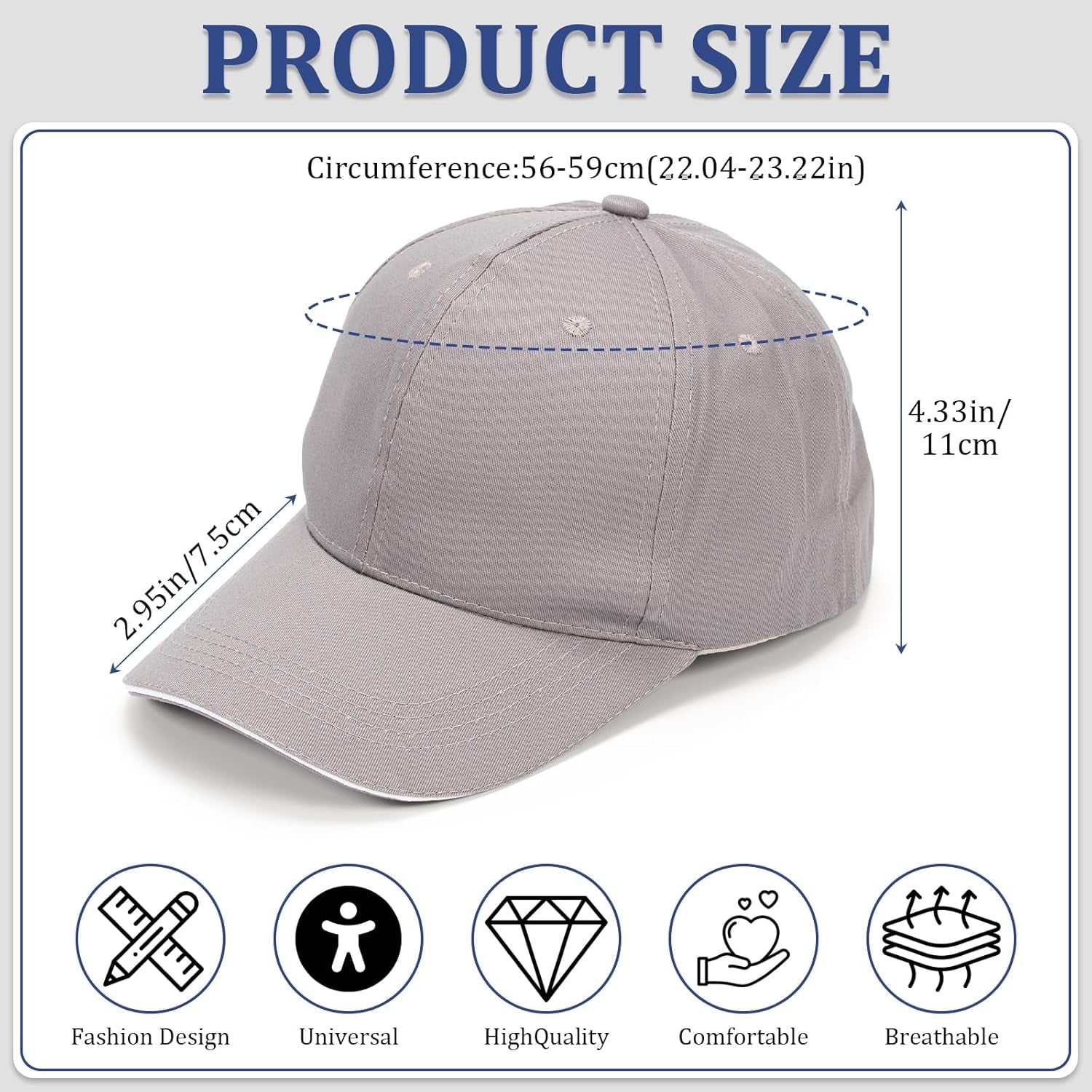 3 Pack Baseball Caps, Full Cotton Men'S Hats & Caps, Adjustment Hats for Golf Running Sports Outdoor Workouts, Blue+Grey+Black Caps