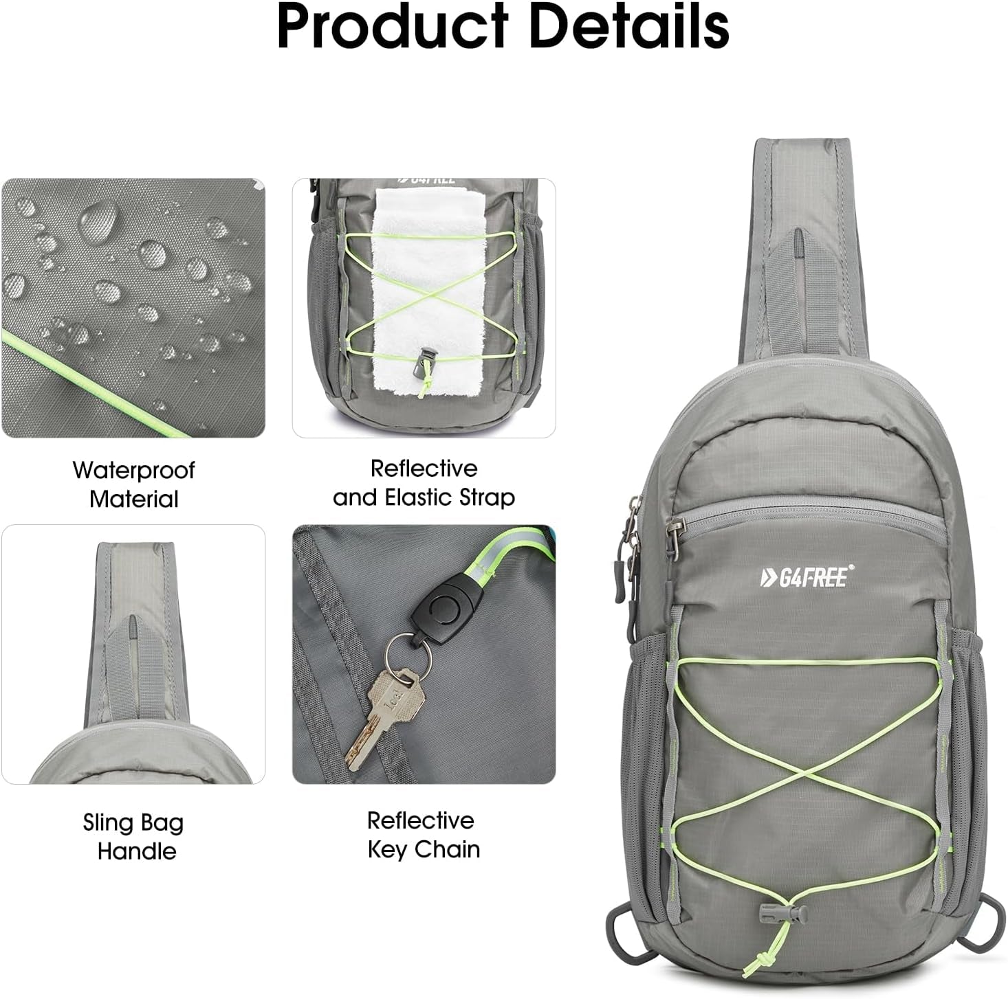 Sling Bag Backpack RFID Blocking Crossbody with Front Pocket Hiking Daypack Outdoor Chest Bag for Women Men