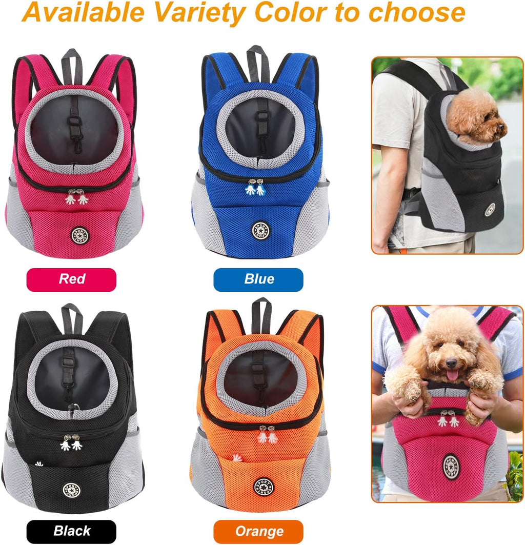 Dog Carrier Backpack Small Pet Travel Bag Puppy Pet Front Pack with Breathable Head-Out Design and Waterproof Bottom Airline Approved for Outdoor Hiking Travel (S, Rosered)