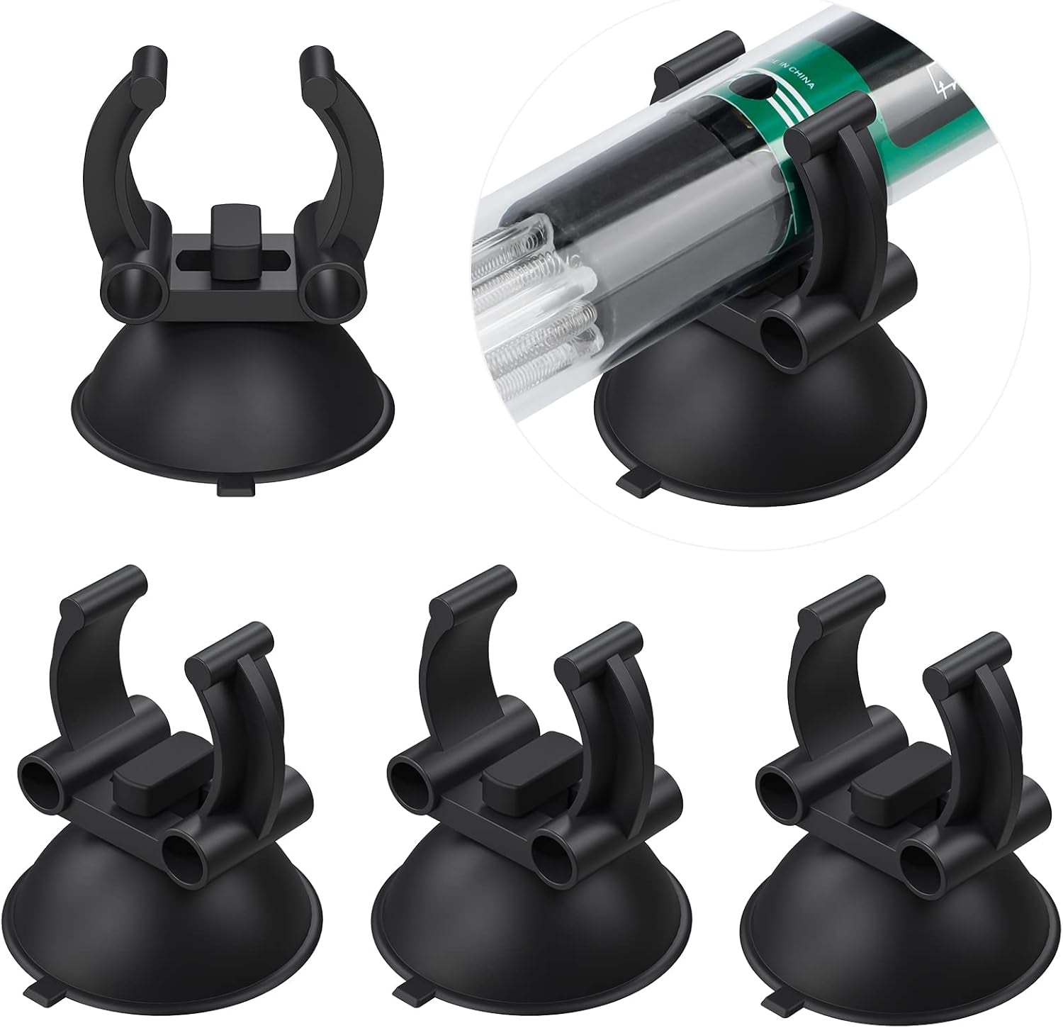 3.3Cm Aquarium Heater Suction Cups Suckers with 2.4Cm Clips Black Standard Heating Rod Holders Clamps for Fish Tanks (Not for Airline Tubing), 12 Pack