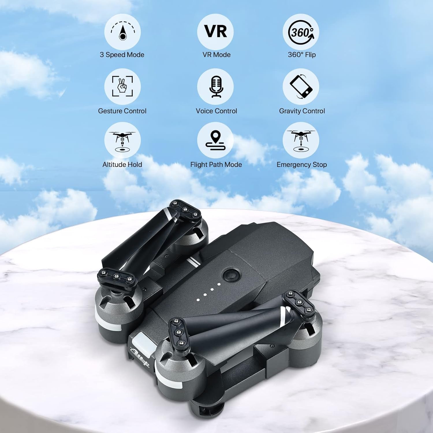 Drone with Camera for Adults & Kids, Skyquad Drone Foldable 1080P FPV Drone W/3 Batteries & Carrying Case,Rc Quadcopter of 30 Mins Flight Time,120°Fov,Voice&Gesture Control,One-Key Return,3D Flip