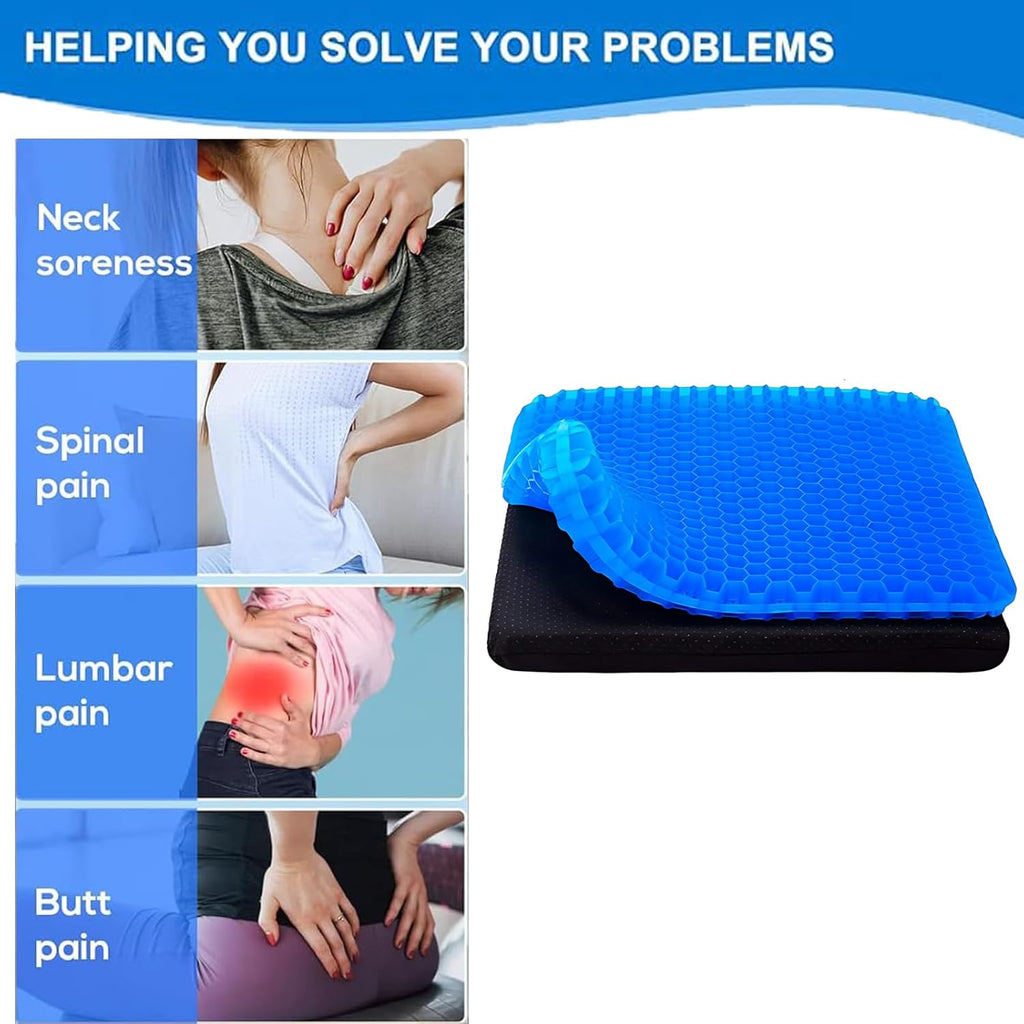Honeycomb Cushion, Gel Pads, Breathable Honeycomb Design Absorbs Pressure Points, Gel Cushion for Office Chair, Soft & Breathable, for Cars, Wheelchair Cushions 30X25Cm