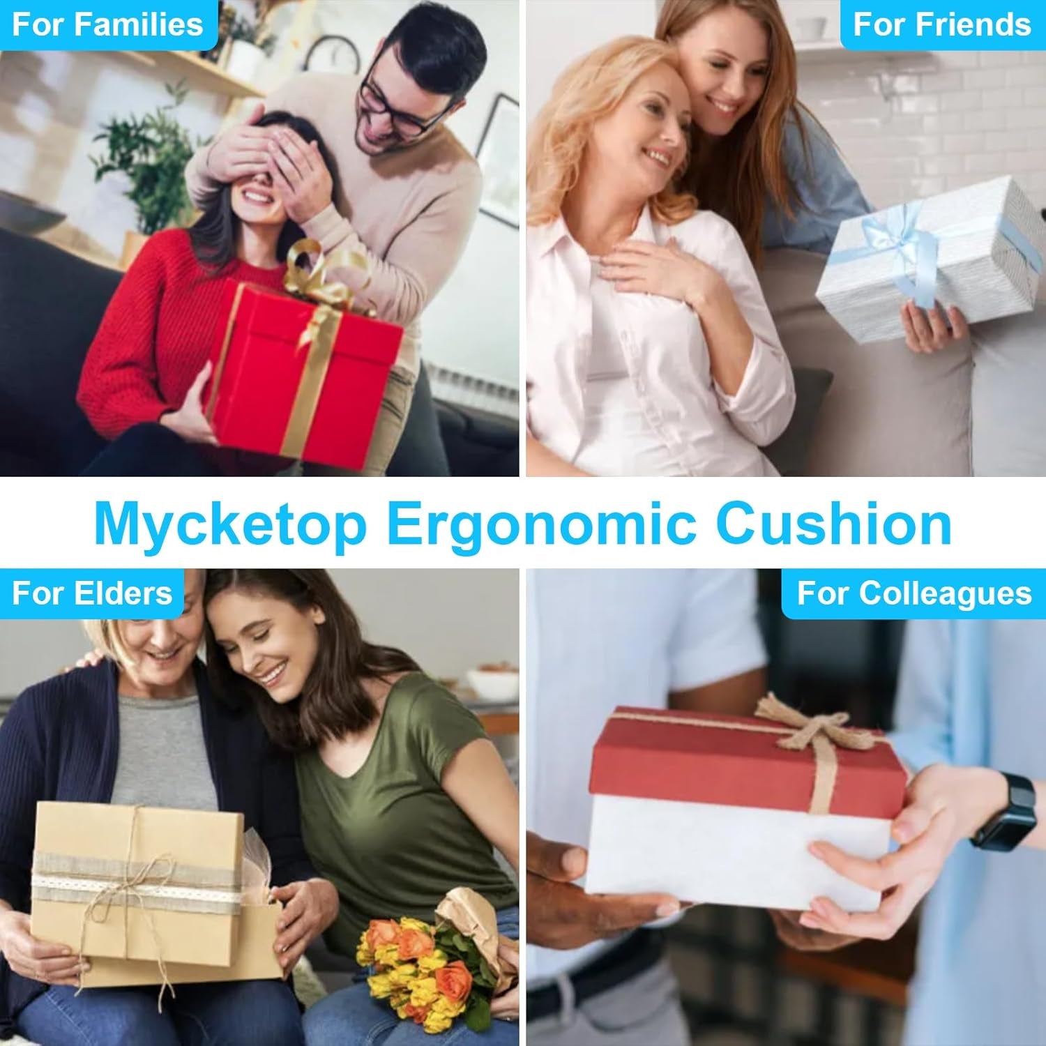 Memory Foam Seat Cushion, Back Support, Coccyx Sciatica Back Hip Pain Relief, Mat for Home, Office Chair, Gaming, Car, Wheelchair (Gray)