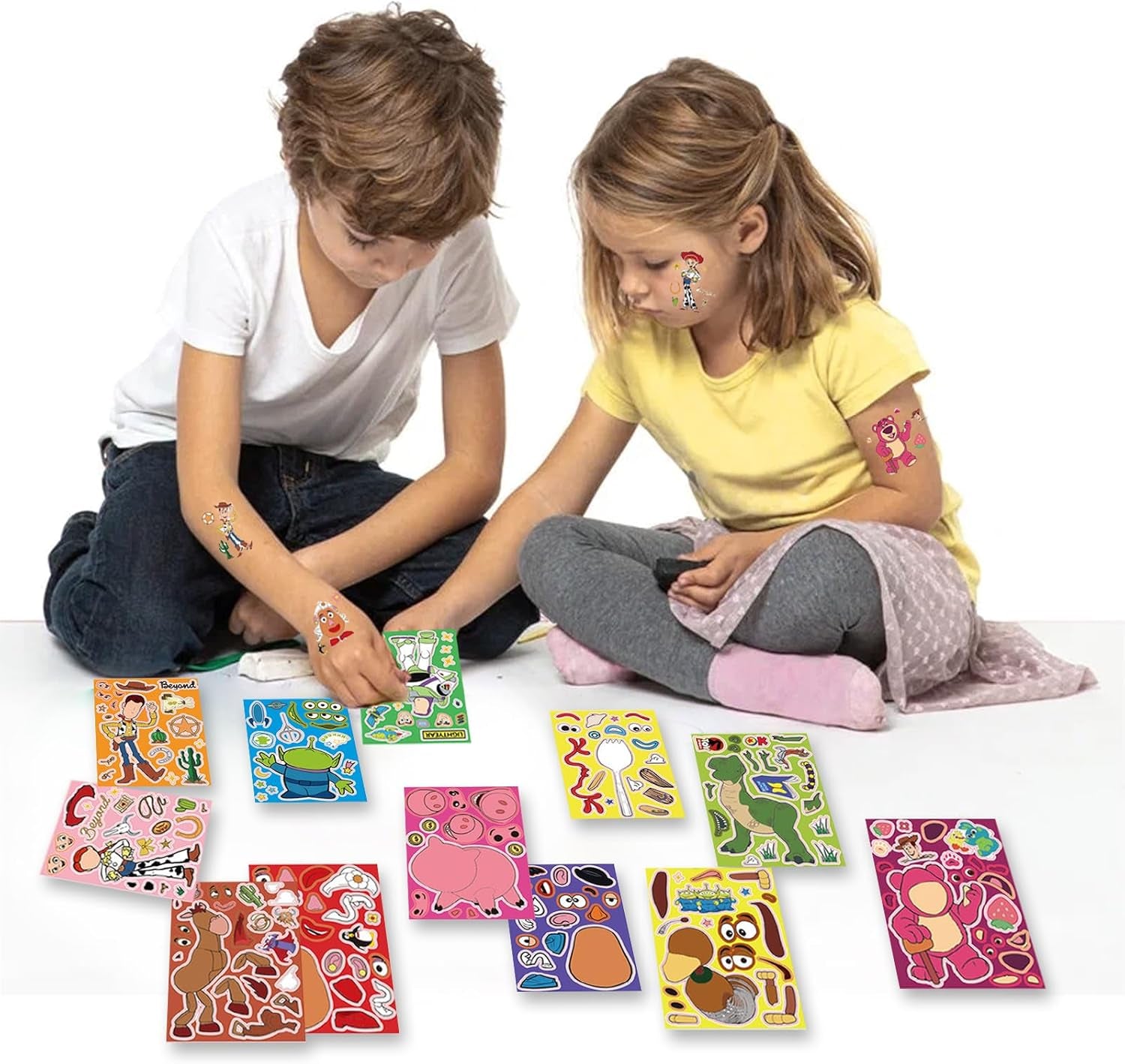 36PCS Party Favors,Make a Face Sticker Sheets,Make You Own Stickers DIY Cartoon Stickers for Toy Birthday Party Supplies, Green