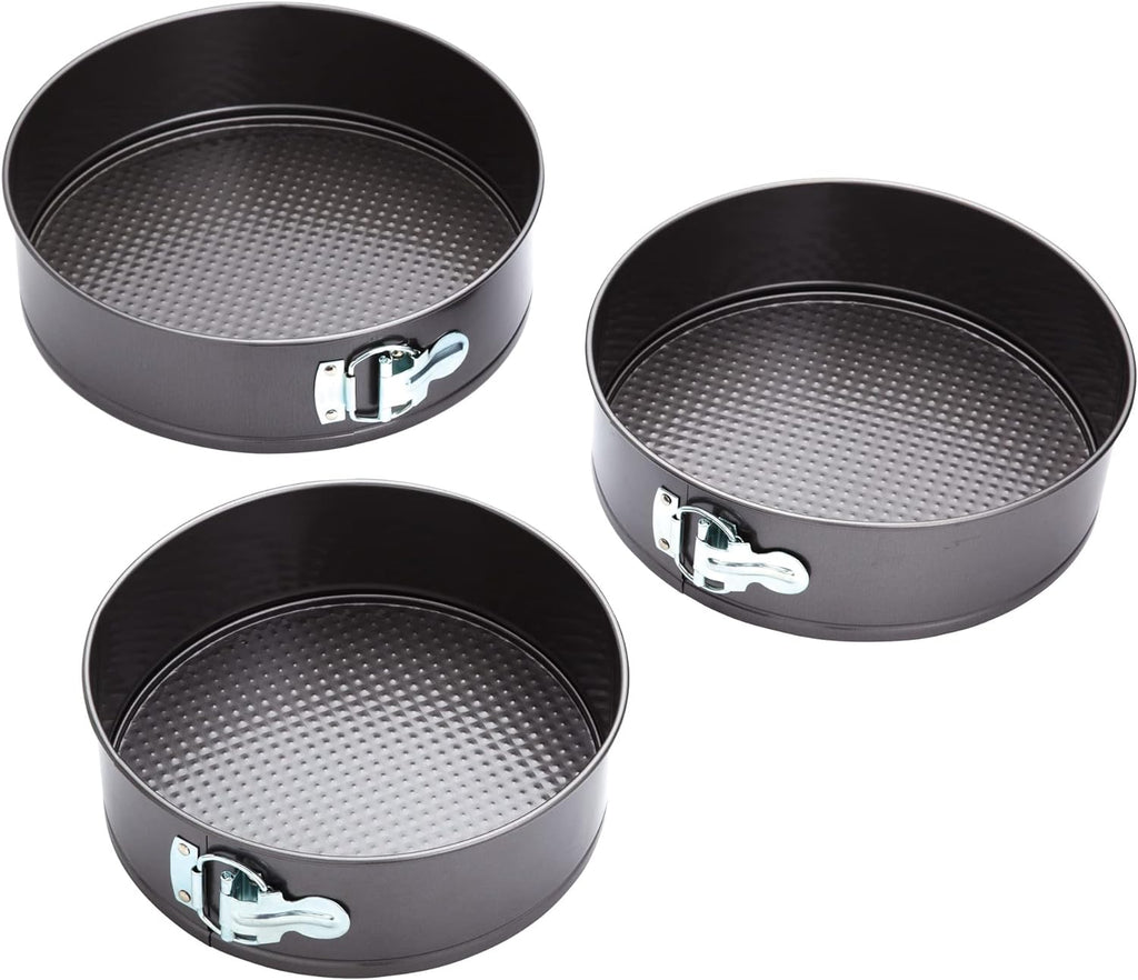 Springform Cake Tins with Non Stick Coating in Gift Box, Round, Set of 3, Black