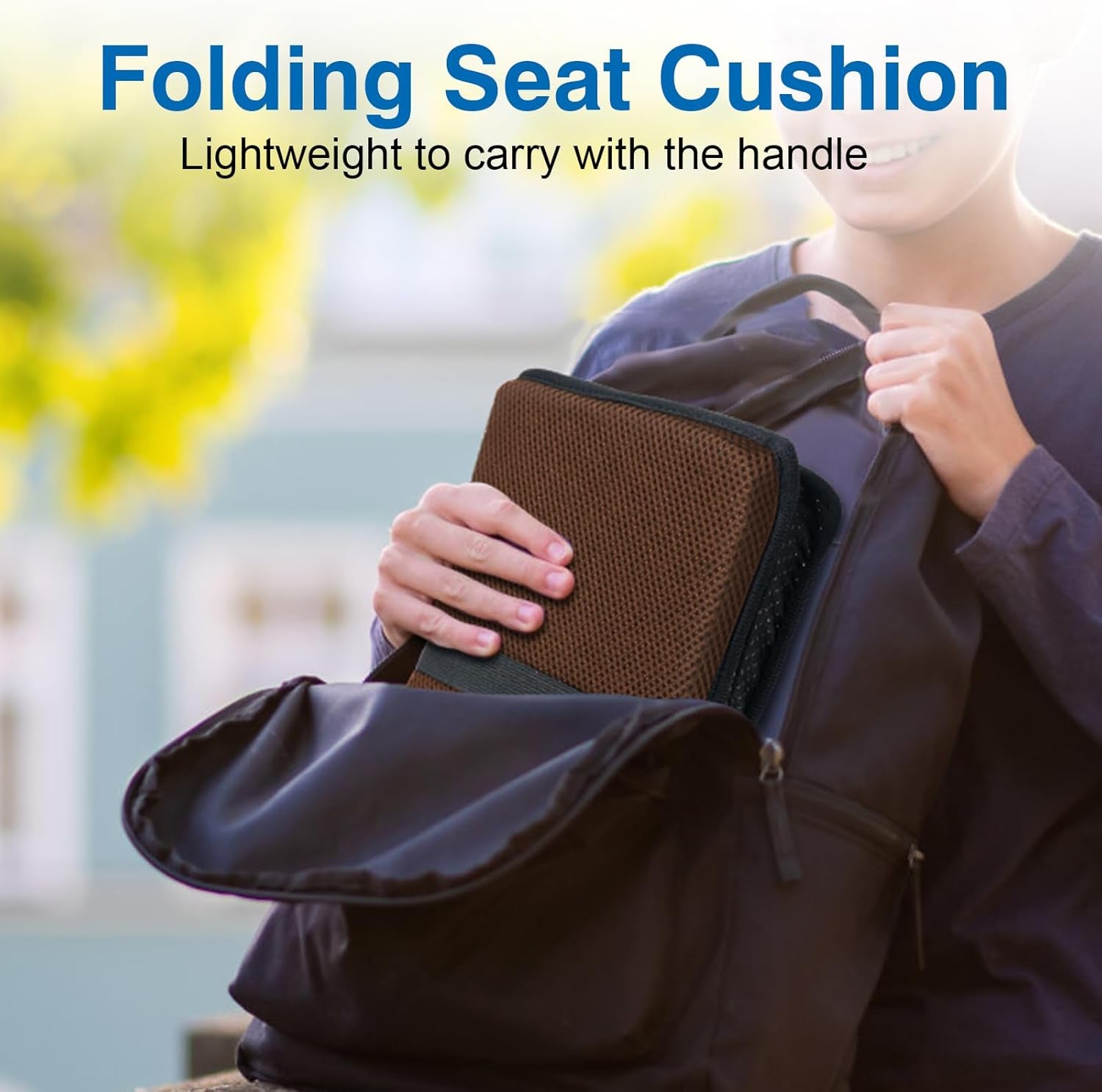 Gel Seat Cushion Portable Massage Travel Cushions, 16.5" X 12" Thick Foldable Seat Cushion for Car Office Chair Wheelchair Hip, Coccyx, Sciatica, Pressure Sores