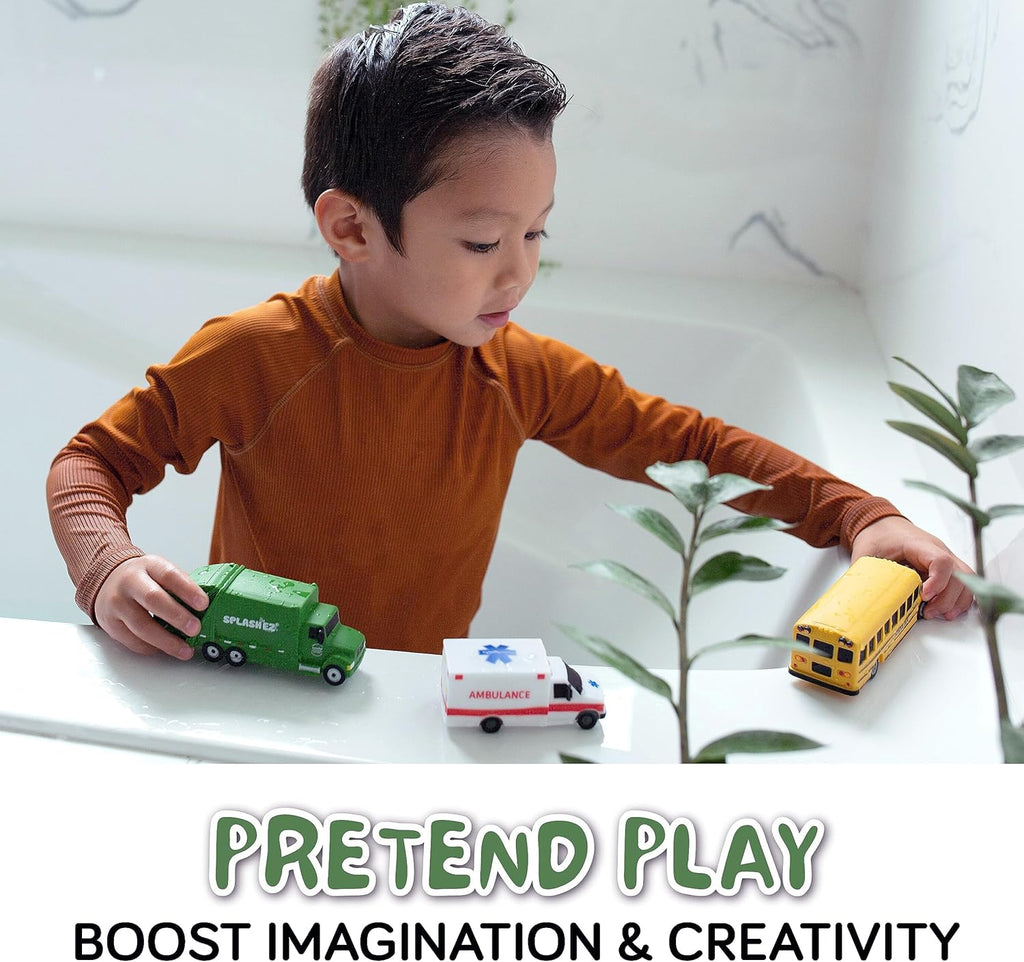 Mold Free Bath Toys for Babies & Toddlers, Car No Hole Bath Toys for Kids, Toddler Gift, No Mold Bathtub Water Vehicles Set for Kids, Pool, Bpa-Free, Safe, Fun, Infant Ages 1 3 6 12 18 Months