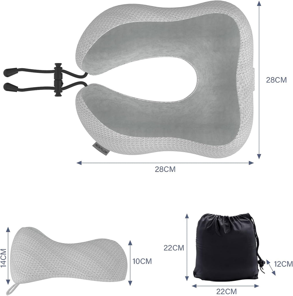 Travel Pillow Neck Pillow for Travel Airplane Memory Foam Flight Pillow for Cars, Trains, Home, Offices