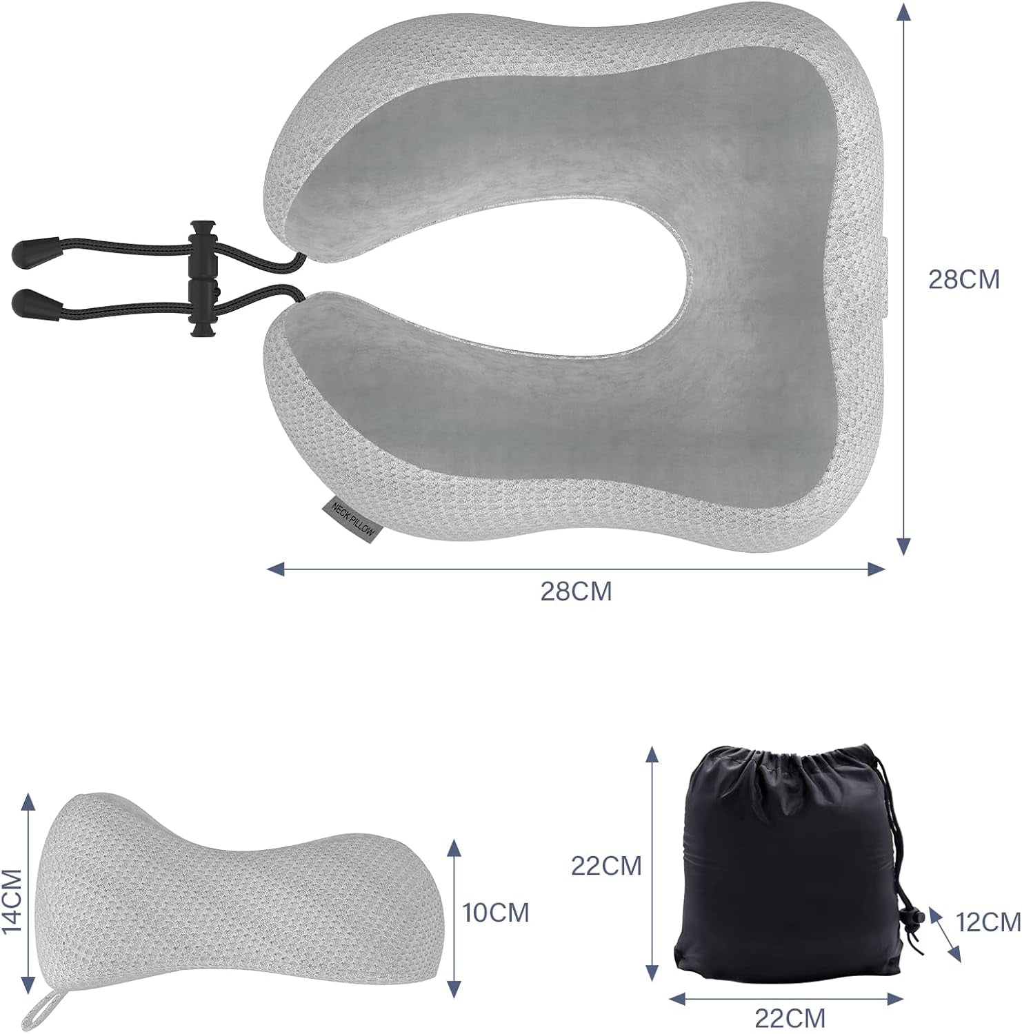 Travel Pillow Neck Pillow for Travel Airplane Memory Foam Flight Pillow for Cars, Trains, Home, Offices