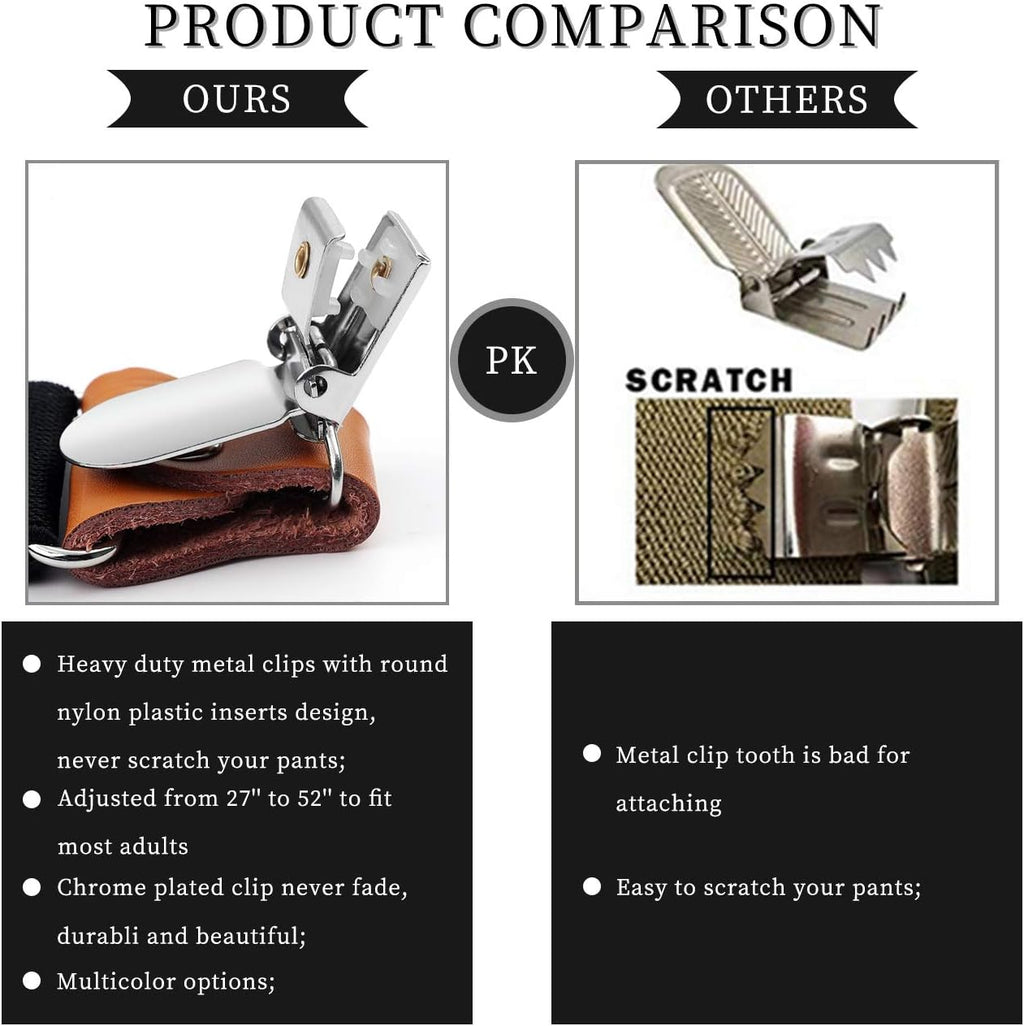 Men'S Braces with Very Strong 4 Clips Heavy Duty Suspenders X Style Adjustable Suspender