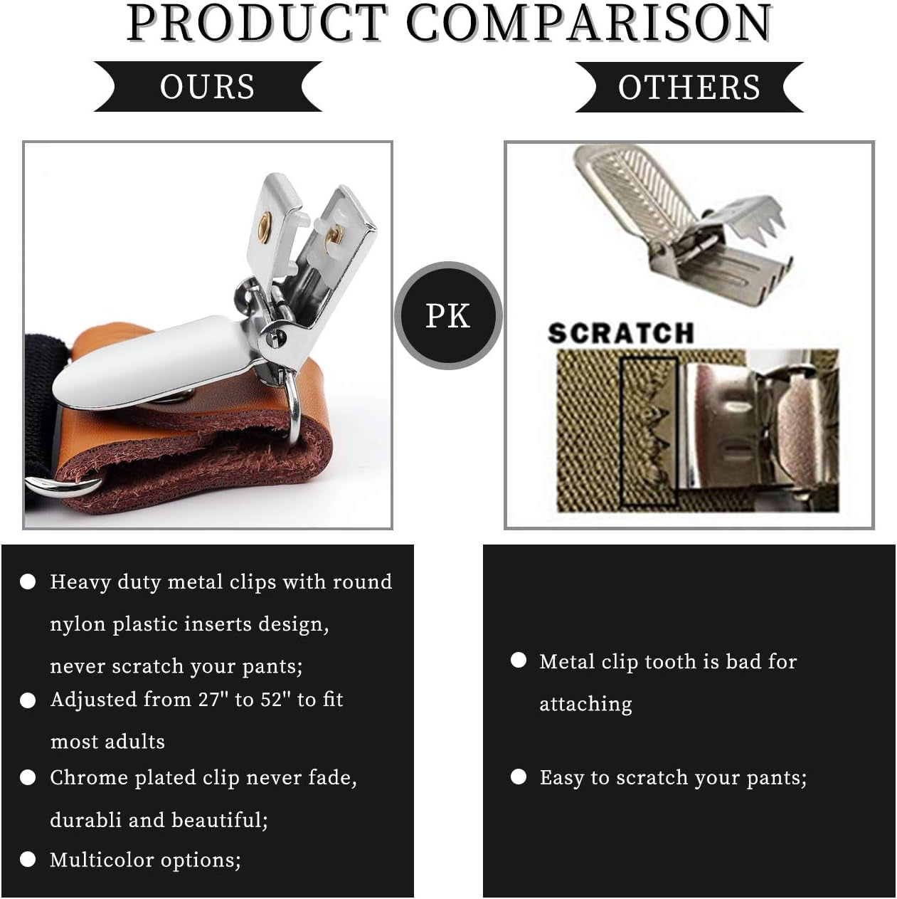 Men'S Braces with Very Strong 4 Clips Heavy Duty Suspenders X Style Adjustable Suspender