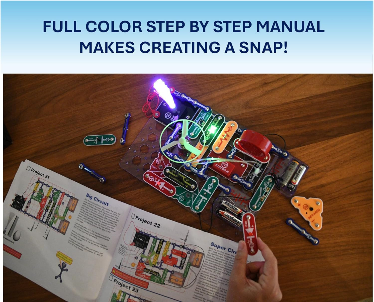 Light Electronics Exploration Kit | over 175 Exciting STEM Projects | Full Color Project Manual | 55+  Parts | STEM Educational Toys for Kids 8+