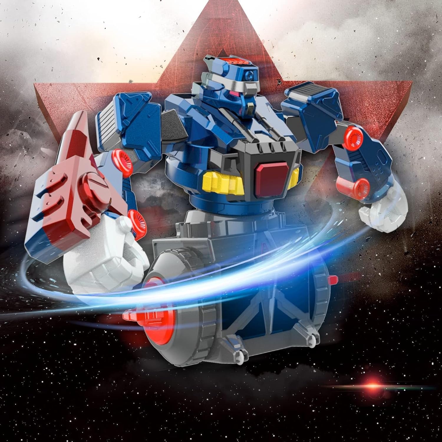 360-Degree Rotating Battle Robot - Remote Control Fight Robot with Shields and Fist Weapons, Birthday or Graduation Gift for Boys over 6 Years Old (Blue)