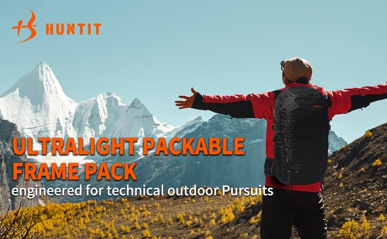 35L Hiking Backpack, Lightweight Packable Hiking Daypack, Camping, Travel Backpack for Men Women, Black