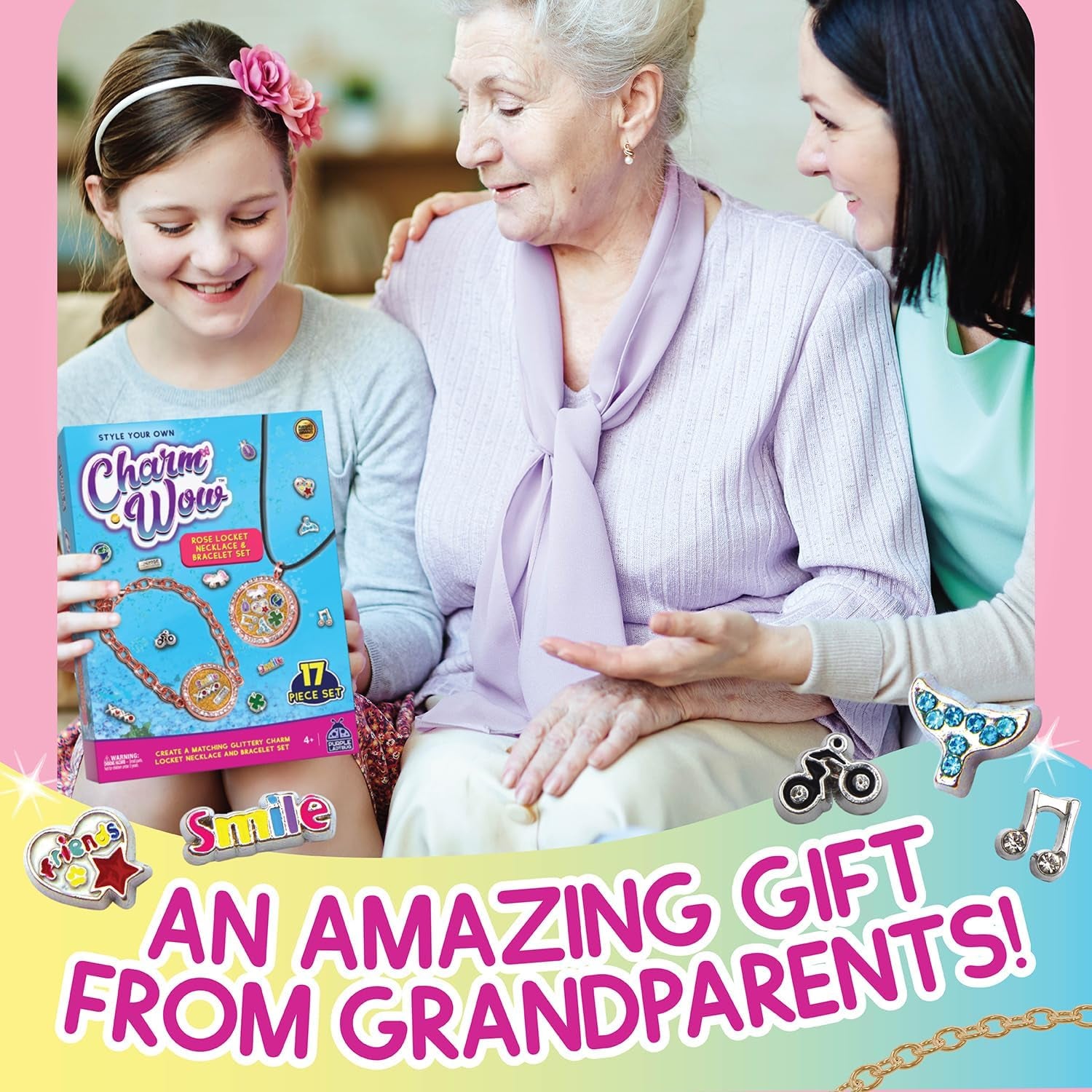 Charmwow Jewelry Making Kit for Girls 8-12 - 9 Year Old Girl Gifts Idea, Birthday Gifts for Girls & Tweens - Necklace & Bracelet Set with Lockets & Mini Charms