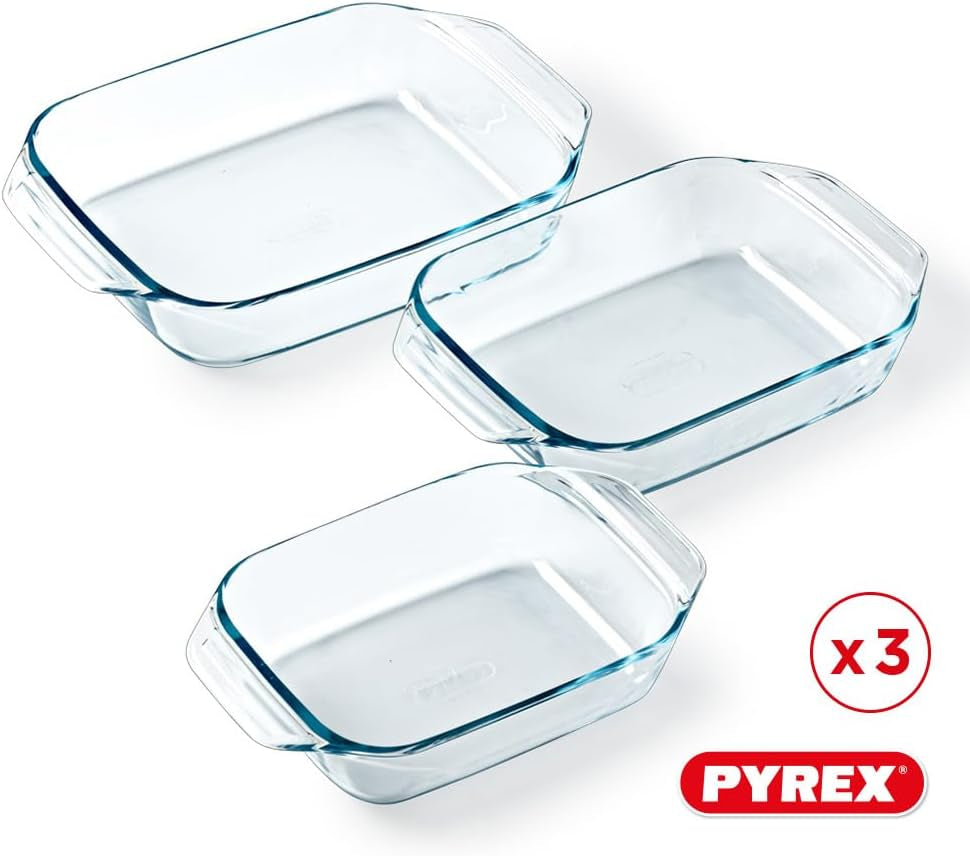 8023510 Set of 3 Borosilicate Glass Oven Plates – Extreme Resistance – Made in France