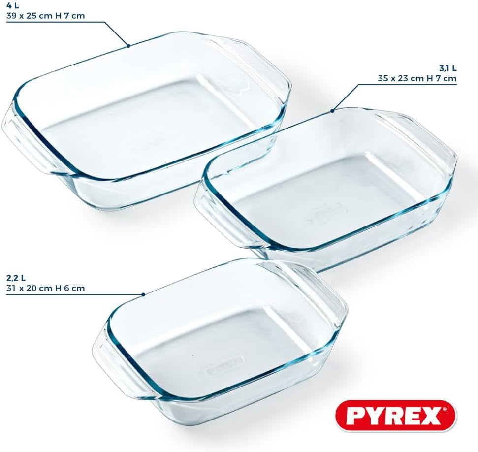 8023510 Set of 3 Borosilicate Glass Oven Plates – Extreme Resistance – Made in France