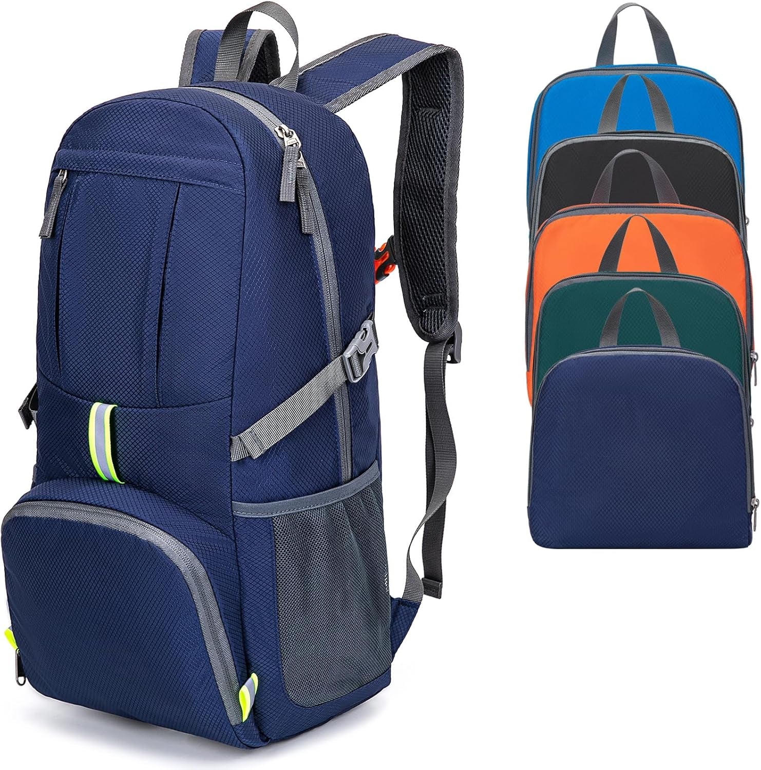 Hiking Backpack, 35L Camping Travel Backpack Packable Outdoor Sports Camping, Water Resistant Lightweight Travel Daypack for Men Women, Navy Blue