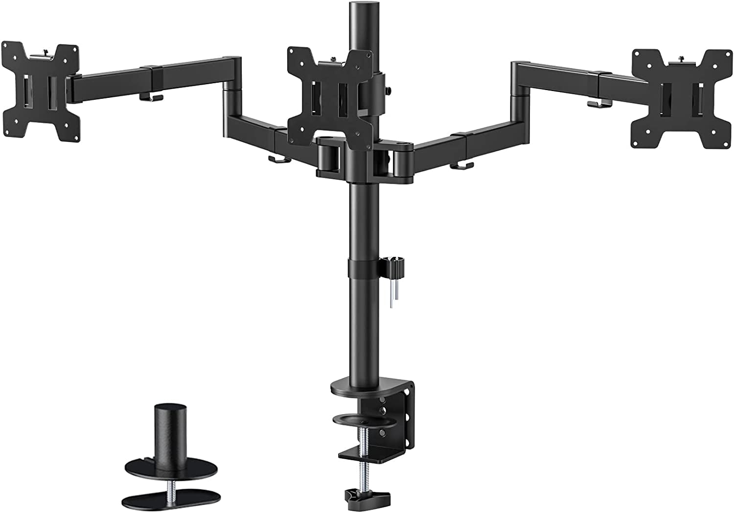 Triple Monitor Arm for Screen up to 27 Inch, Articulating Triple Monitor Stand, Fully Adjustable Horizontal 3 Monitors Stand with Tilt Swivel Rotate, VESA 75 & 100Mm, Black (M003S)