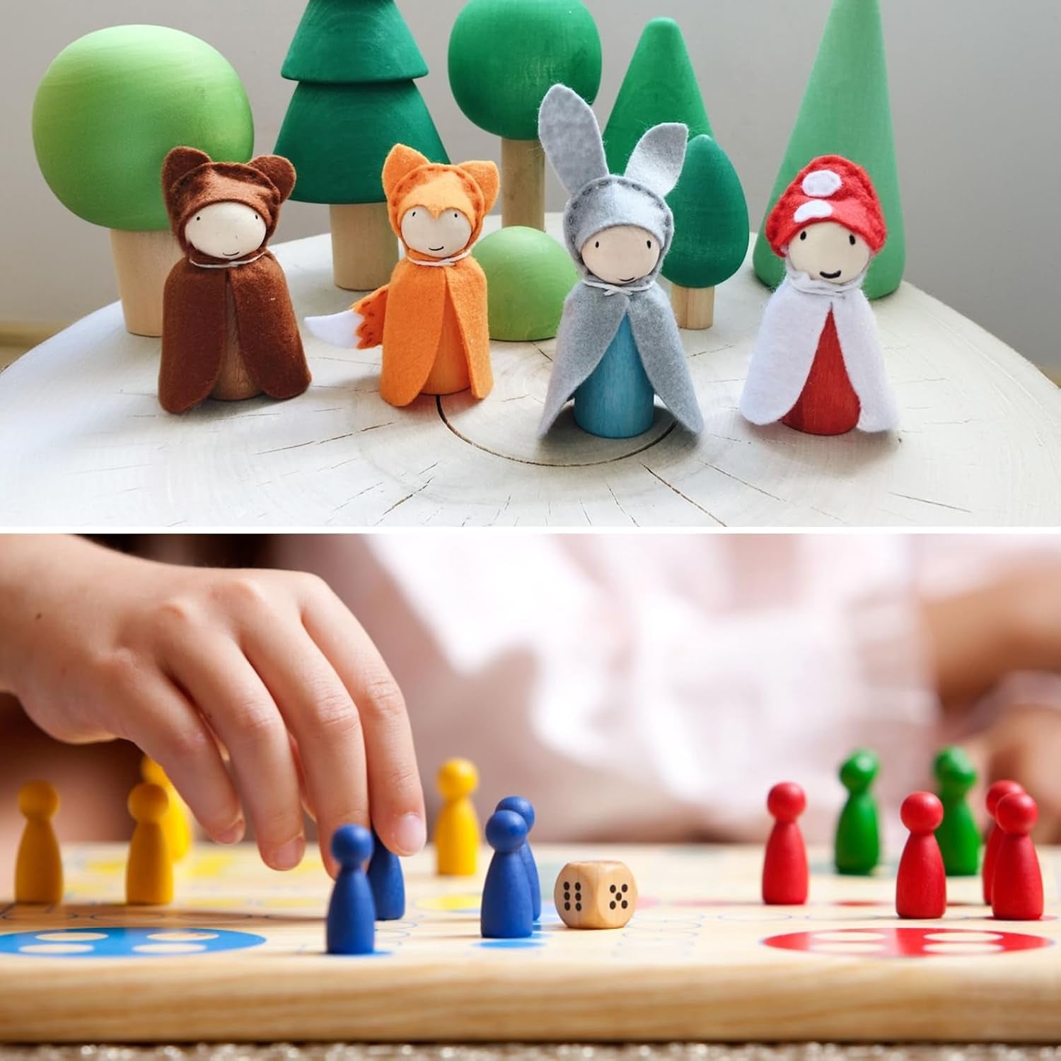Wooden Peg Dolls - 60PCS Nature & Plain Wooden Figures, 4 Sizes, Unfinished People Shaped Dolls with Storage Box for Kids DIY Painting Crafts & Decoration