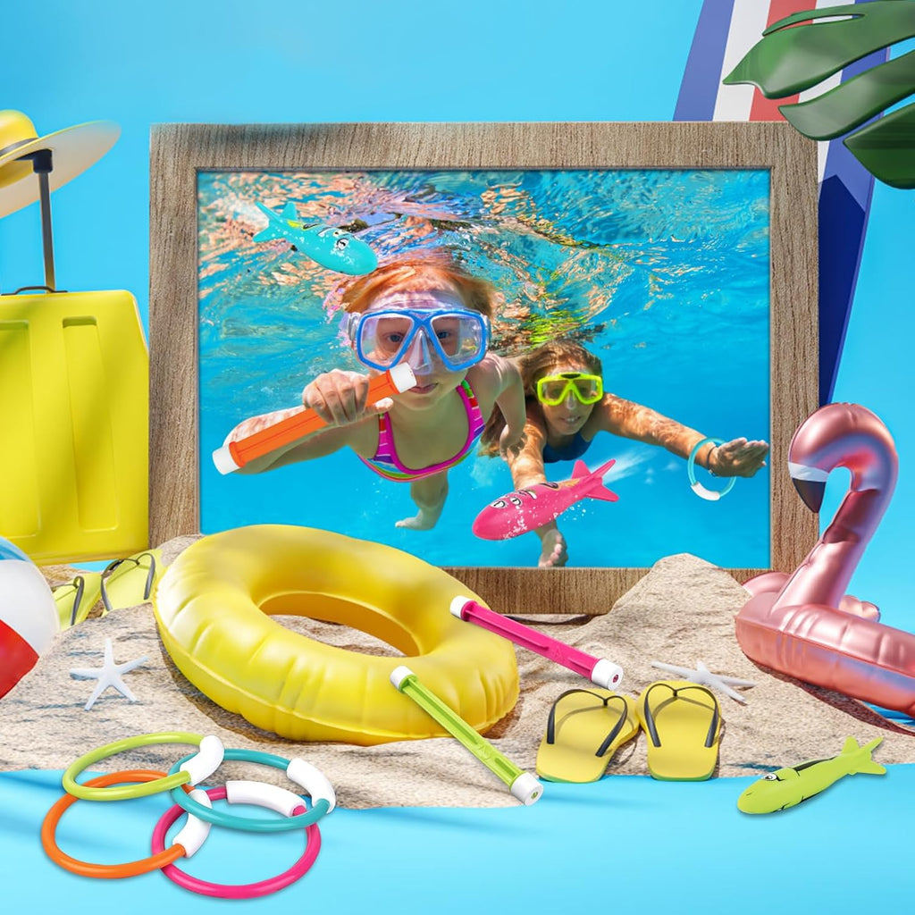 Pool Toys for Kids Ages 4-8 8-12, Underwater Summer Pool Diving Toys Set Games, Training Dive Swim Water Toys for Boys Girls Adults, Medium