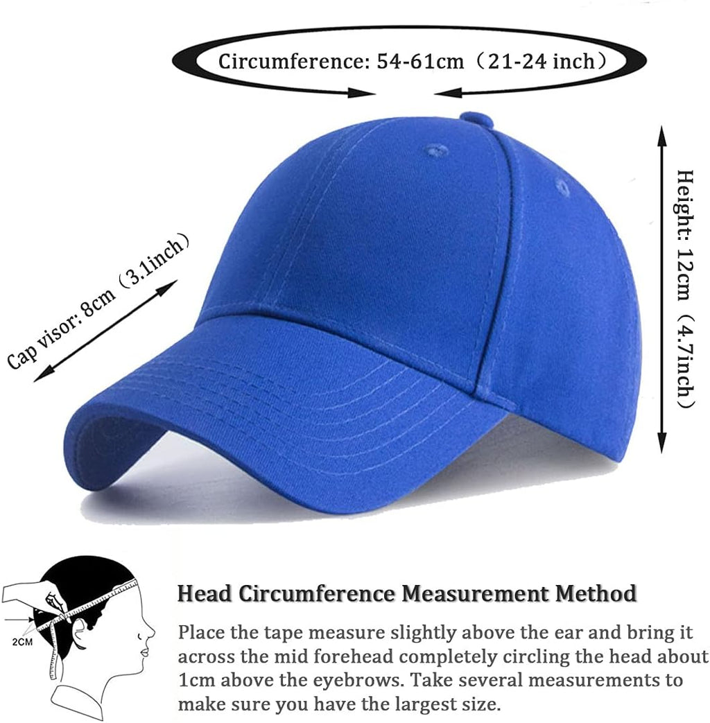 Plain Baseball Cap Snapback for Men - Classic 6 Panel Adjustable Sport Casual Sun Visor Hat