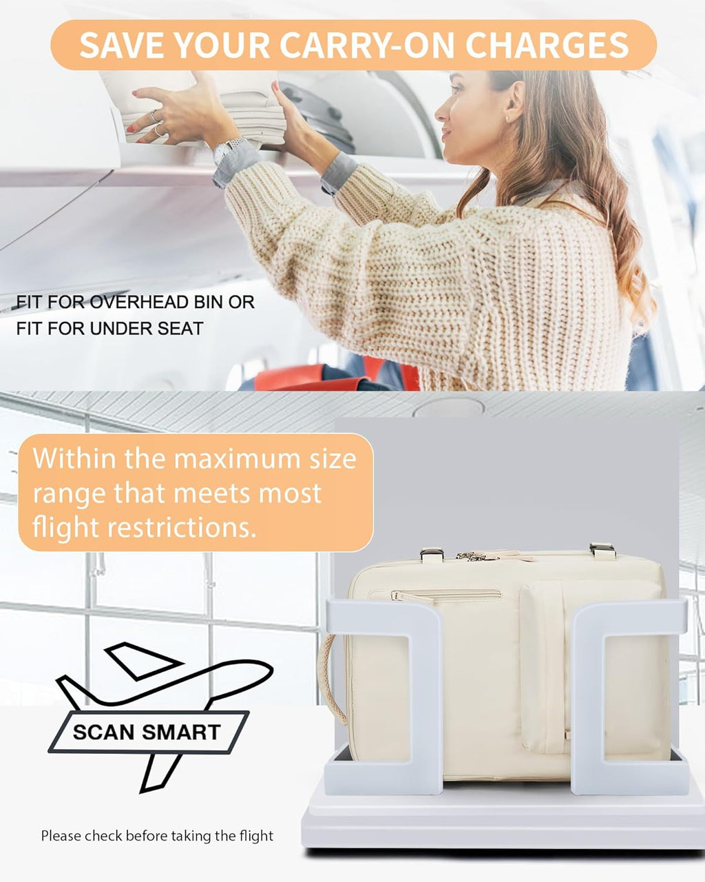 Carry on Travel Laptop Backpack for Women Men, Flight Approved,Backpack, Hiking Outdoor Sports Rucksack Casual Daypack Bag Backpack, Beige Simple