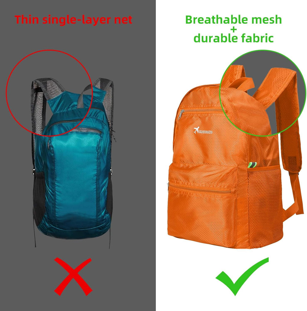 Hiking Backpack, Waterproof and Wear-Resistant Lightweight Backpack Packable,Outdoor Travel Camping Daypack Foldable New Backpack（Orange）