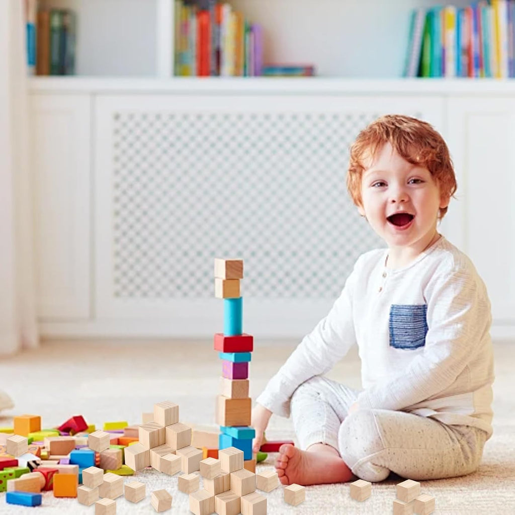 Small Wooden Cubes, 500 PCS Wooden Blocks for Craft, Natural Square Wood Blocks Educational Wood Craft Cubes Unfinished Wood Cubes for DIY Handmade Decoration Woodcrafts