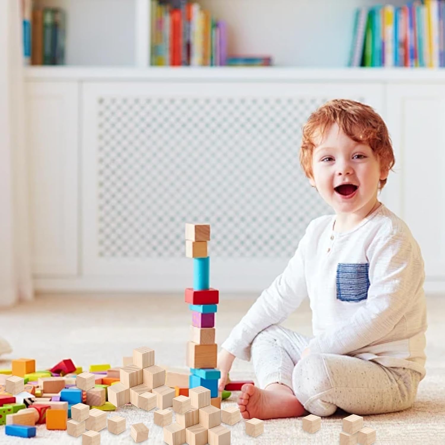 Small Wooden Cubes, 500 PCS Wooden Blocks for Craft, Natural Square Wood Blocks Educational Wood Craft Cubes Unfinished Wood Cubes for DIY Handmade Decoration Woodcrafts