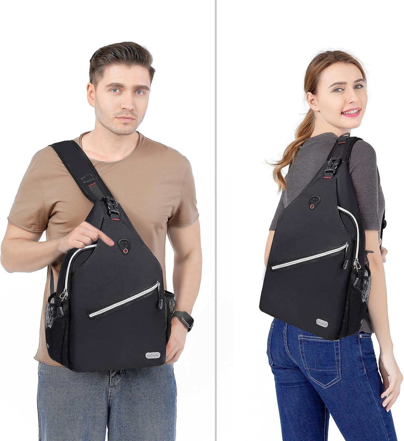 Rope Sling Backpack (Up to 13 Inch), Multipurpose Crossbody Chest One Shoulder Outdoor Travel Hiking Daypack