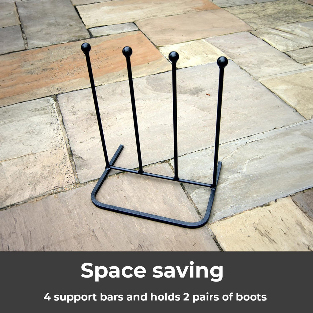 Steel Black Powder Coated Boot Rack 2 & 4 Pairs Wellie Welly Holder Stand Storage (2 Pair)