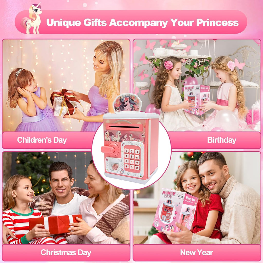Piggy-Bank-Toys-For Girls,Large Electronic Coin-Cash-Register For-Toddler-Girls-Toys-Age-6-8,Cool-Stuff-Atm Bank Money Box,Kids-Toys for 2 3 4 5 6 7 8 9 10 11 12 Year Old Girl Christmas-Birthday-Gifts
