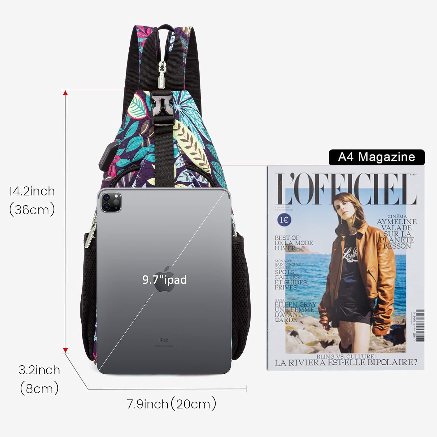 Sling Bag for Women Casual Daypack Nylon Crossbody Sling Backpack Travel Shoulder Bag Hiking Daypack