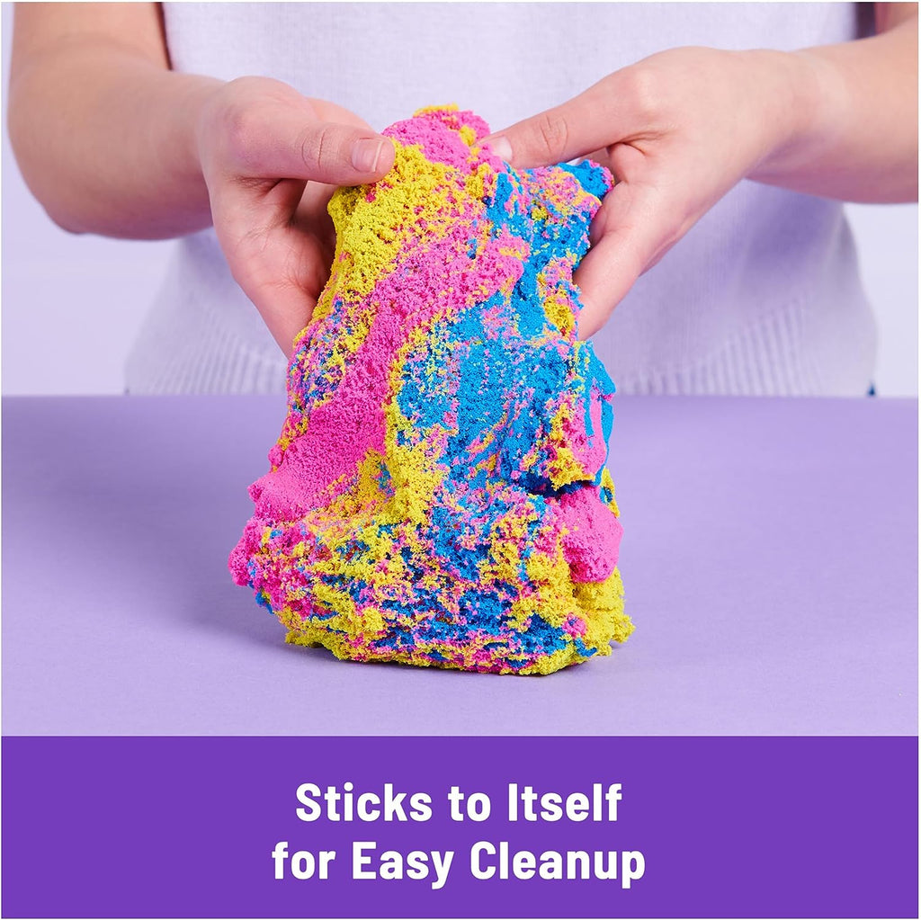 , Squish N’ Create Playset with 13.5Oz Blue, Yellow & Pink Play Sand, 5 Tools, Sensory Toys for Kids Ages 3 and Up