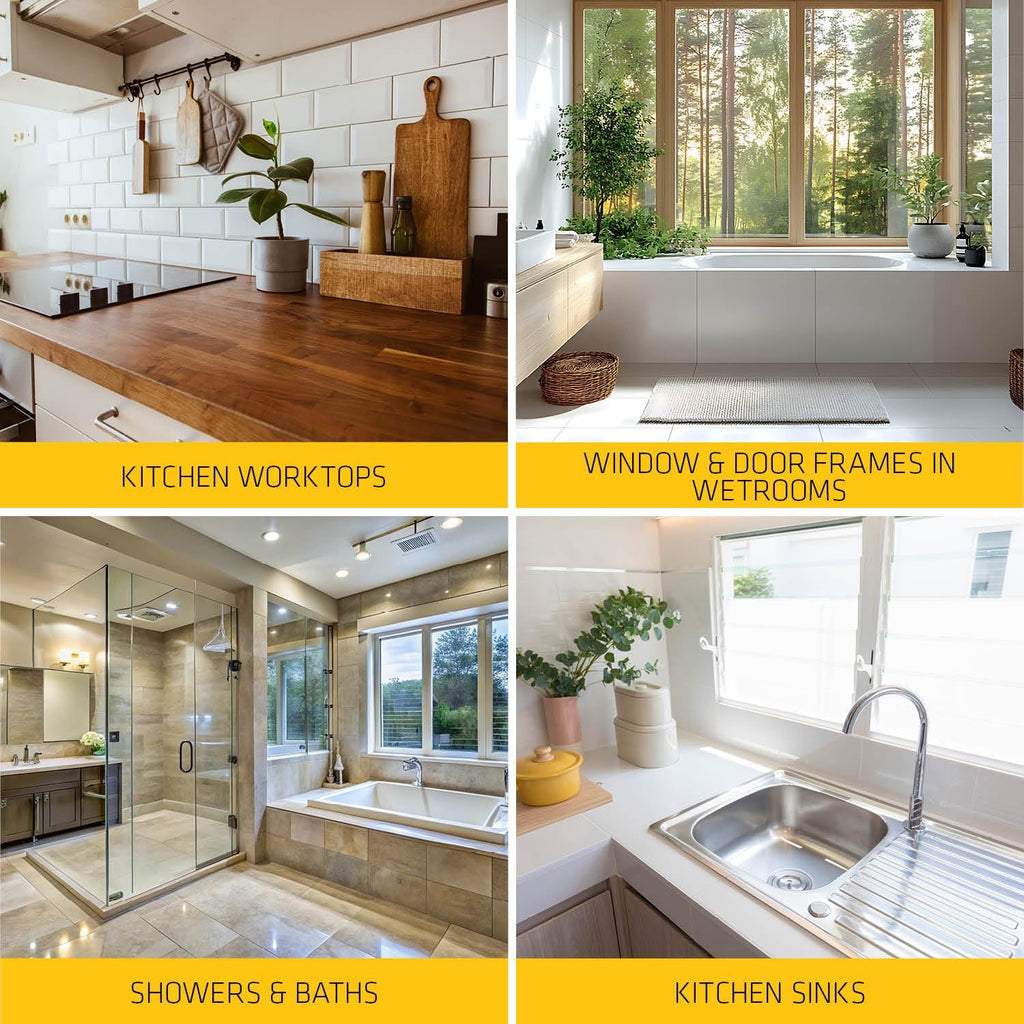 Forever White Anti-Mould Silicone Sealant – Permanently Waterproof – Suitable for Internal and External Use – White – 295Ml