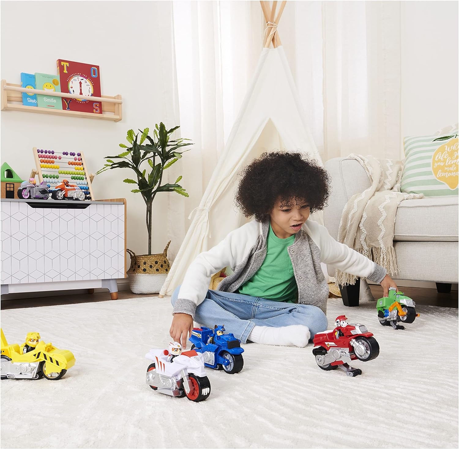 , Moto Pups Marshall’S Deluxe Pull Back Motorcycle Vehicle with Wheelie Feature and Toy Figure