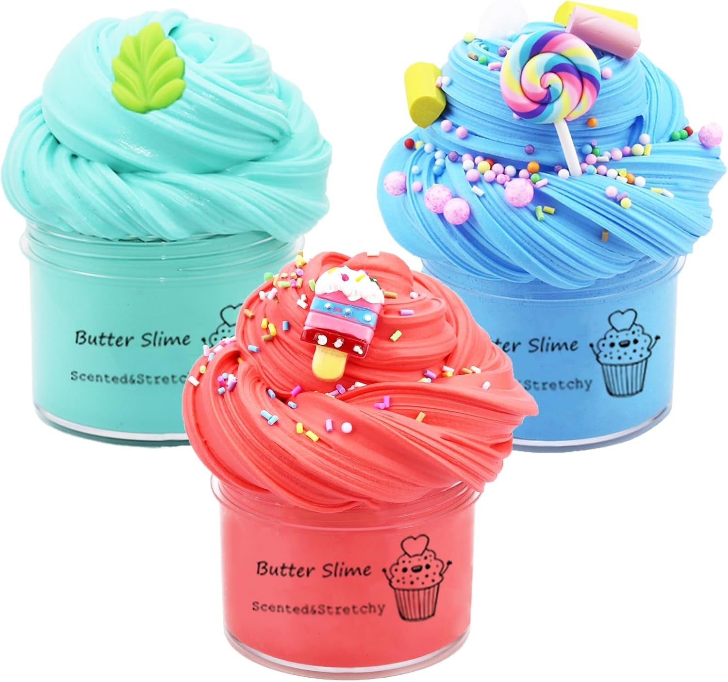 Butter Slime Kit 3Pack Fidget Toy, Kids Party Favors, Goodies Bag Toy, Easter Egg Filling Stuffers, X'Mas Stocking Stuffers