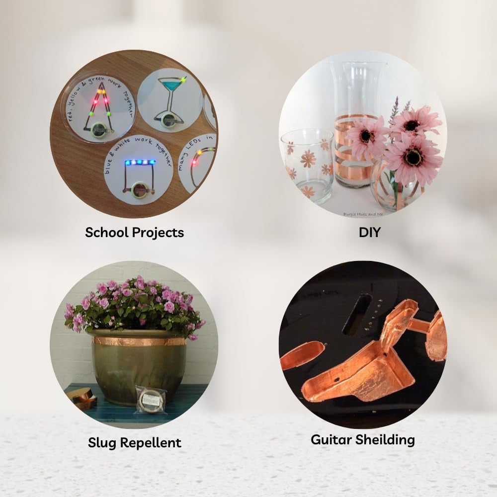 Copper Tape Slug Repellent (50Mm Wide, 12.3 Meter Long Roll) - Double-Sided Conductive Adhesive Copper Foil Tape