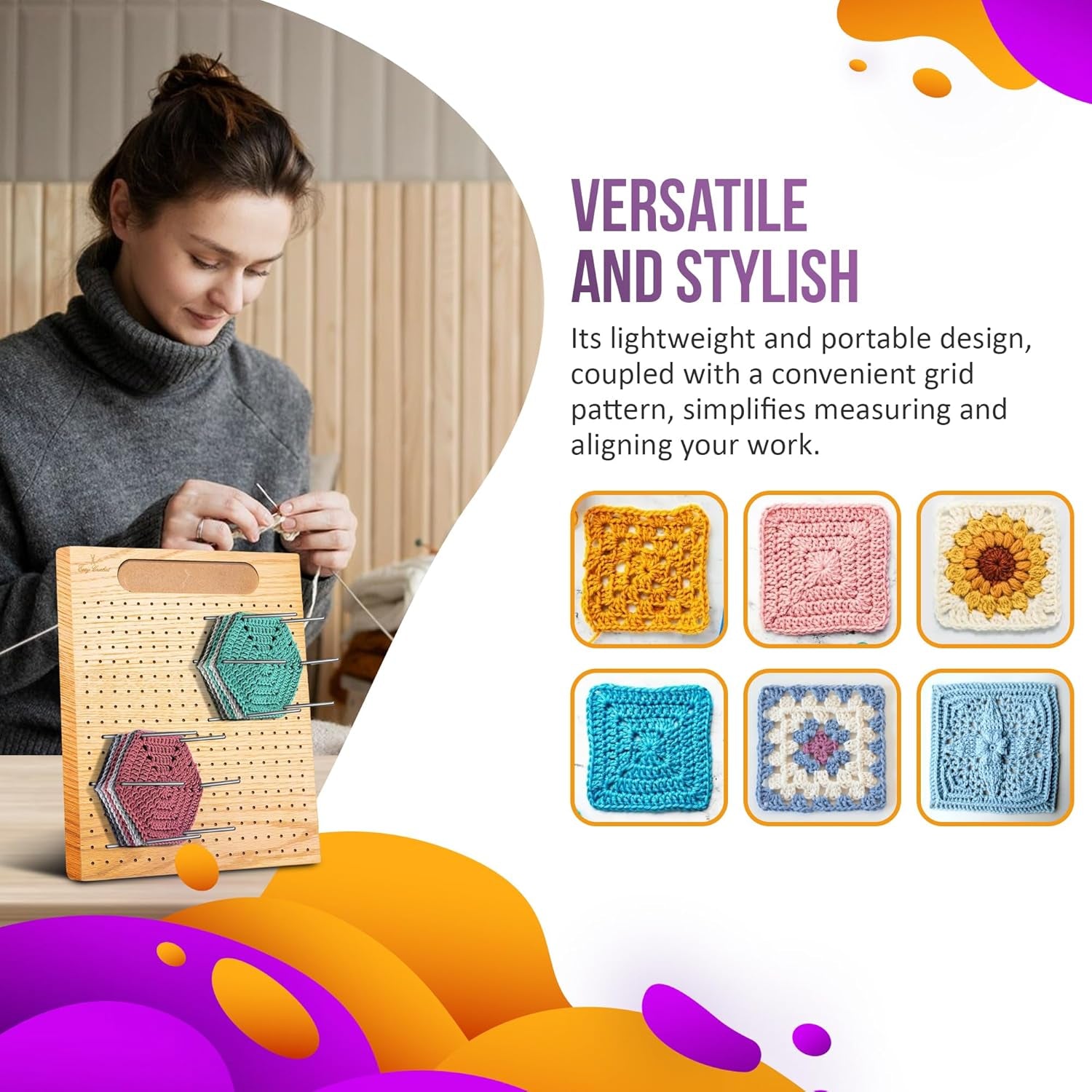 - Blocking Board for Crochet and Knitting - Wooden Blocking Mats for Knitting 20 Stainless Steel Pins and Pin Holder | Bonus Crochet E-Book - 11 X 9 Inches
