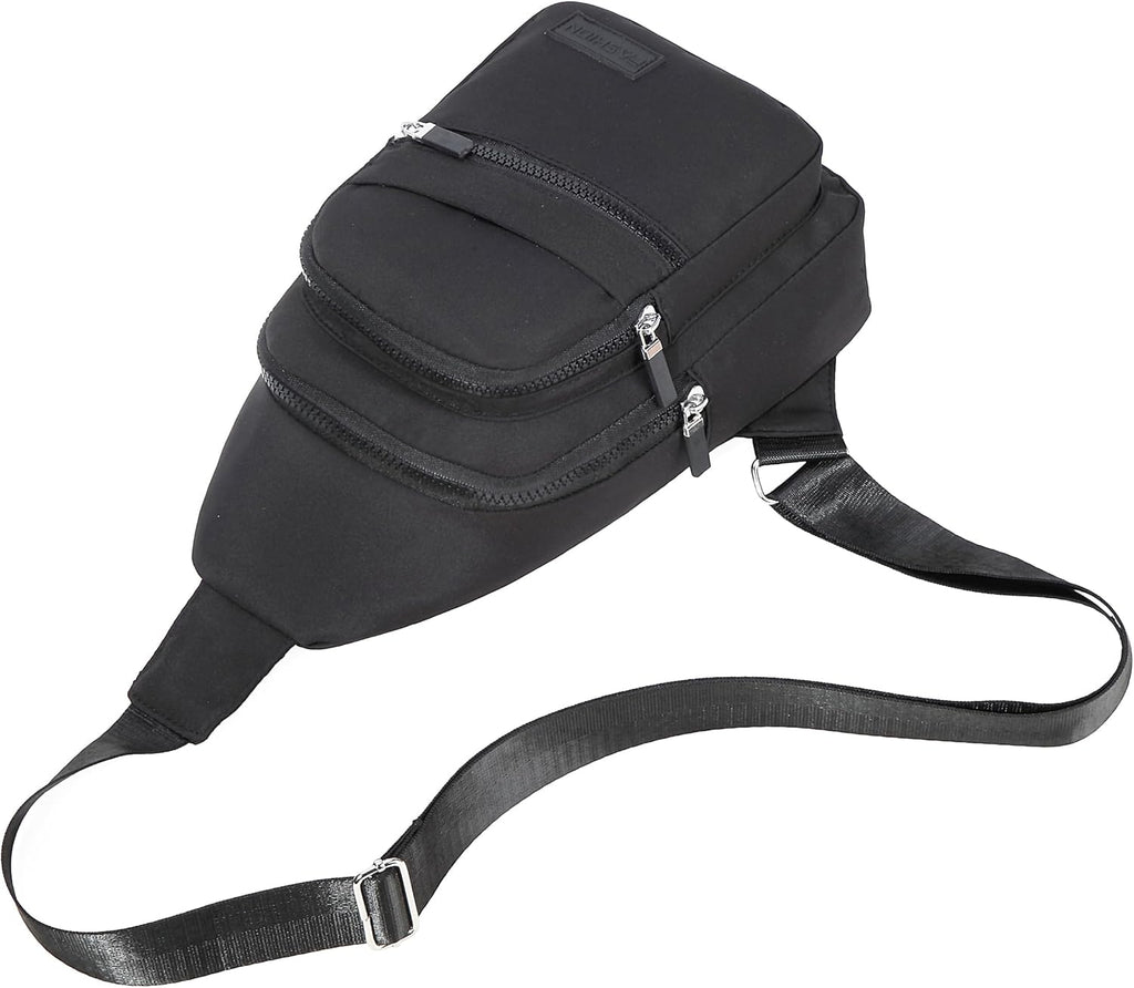 Small Sling Backpack Crossbody Sling Bag Fanny Pack Cross Body Bag for Outdoors Hiking Traveling - Black